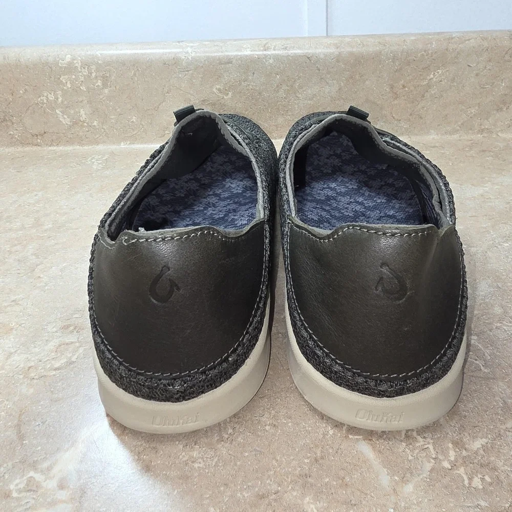 OluKai Alapa Li Shoes Men 9.5 Green Knit Slip On Casual Comfort‎ Lightweight